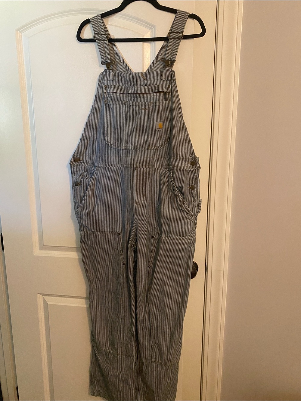 Carhartt Women's Blue Pinstripe Work Overalls
